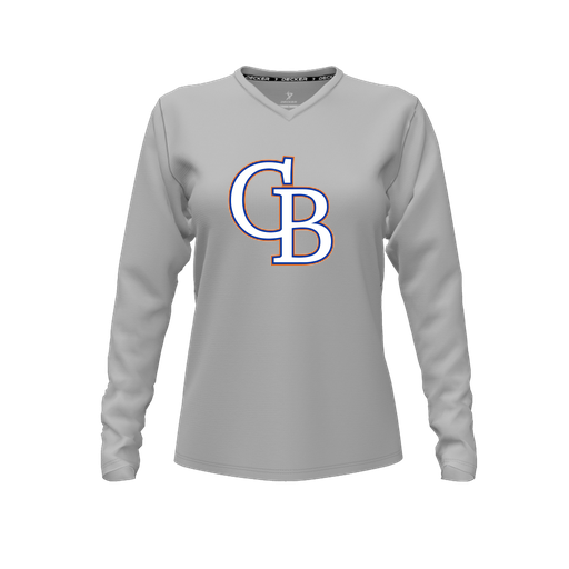 [FTLVCFGY-FYXS-LOGO3] Decker Comfort T-Shirt (Female Youth XS, Gray, V Neck, Logo 3, Long Sleeve)