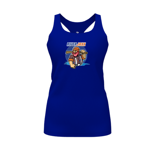 [CUS-DFW-RCBK-PER-RYL-FYS-LOGO1] Racerback Tank Top (Female Youth S, Royal, Logo 1)