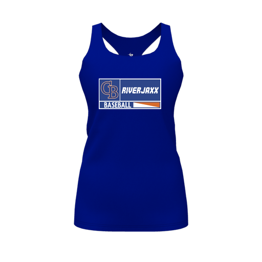[CUS-DFW-RCBK-PER-RYL-FYS-LOGO2] Racerback Tank Top (Female Youth S, Royal, Logo 2)