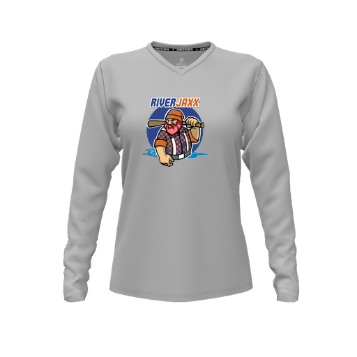 [CUS-DFW-TEES-CMF-VNK-LSL-GRY-FYXS-LOGO1] Comfort T-Shirt (Female Youth XS, Gray, V Neck, Logo 1, Long Sleeve)