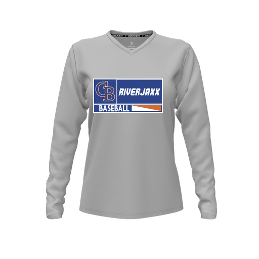 [FTLVCFGY-FYXS-LOGO2] Comfort T-Shirt (Female Youth XS, Gray, V Neck, Logo 2, Long Sleeve)