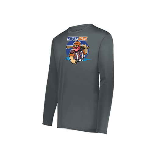 [222823.059.S-LOGO1] Youth LS Smooth Sport Shirt (Youth S, Gray, Logo 1)