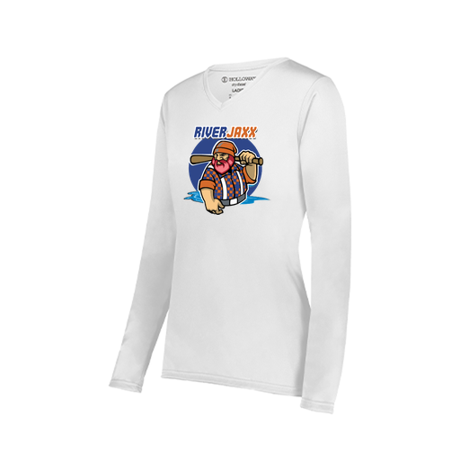 [222824.005.S-LOGO1] Ladies LS Smooth Sport Shirt (Female Adult S, White, Logo 1)
