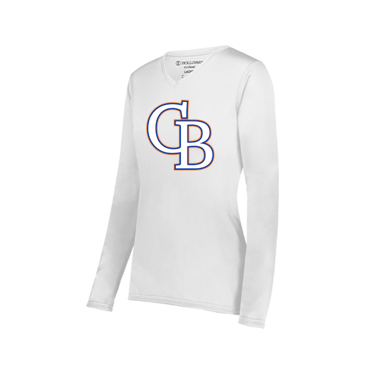 [222824.005.S-LOGO3] Ladies LS Smooth Sport Shirt (Female Adult S, White, Logo 3)